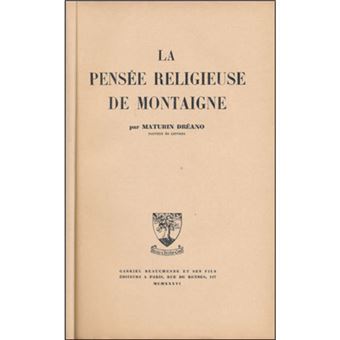La pensée religieuse de Montaigne