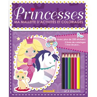 Ma mallette d'activités et coloriages Princesses (Fond mauve)