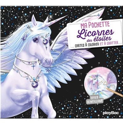 Ma pochette Licornes des étoiles - Cartes à gratter et à colorier