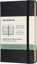 Agenda 2020 Semainier Vertical Poche Noir Rigide