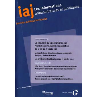 La circulaire du 19 novembre 2009 relative aux modalités d'application