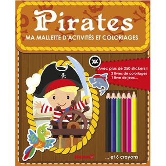 Ma mallette d'activités et coloriages Pirates (Fond brun)