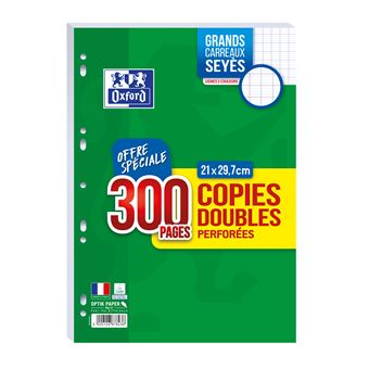 SANS MARQUE - Sachet de 100 pages copies doubles grand format A4 grands  carreaux