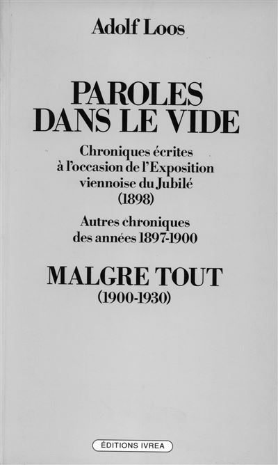 Paroles dans le vide - Adolf Loos - broché