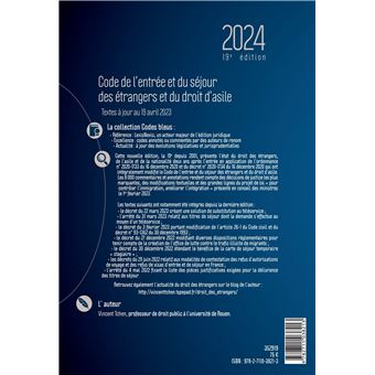 Code de l'entrée et du séjour des étrangers et du droit d'asile 2024