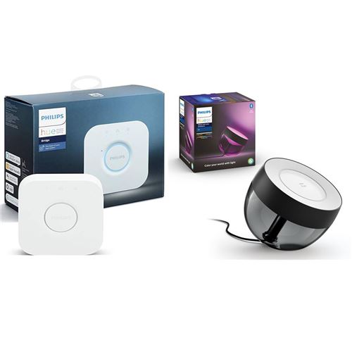Pont de connexion Philips Hue Bridge + Lampe connectée Philips Hue Iris Noir
