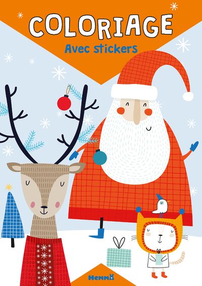 Coloriage Avec Stickers Pere Noel Renne Chat Broche Collectif Achat Livre Fnac