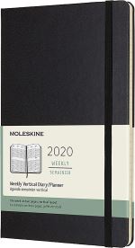 Agenda 2020 semainier Vertical Grand Format Noir Rigide