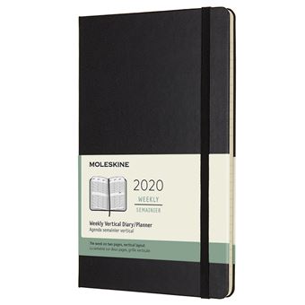 Agenda 2020 semainier Vertical Grand Format Noir Rigide