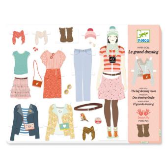 Djeco Le Grand Dressing – Gioco Creativo Di Moda Per Bambine 6-10 Anni, Bambole Di Carta E 100 Accessori