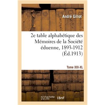2e table alphabétique des Mémoires de la Société éduenne, 1893-1912