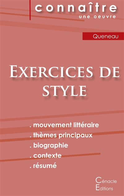 Fiche de lecture Exercices de style de Raymond Queneau (Analyse littéraire de référence et résumé complet) - Raymond Queneau - broché