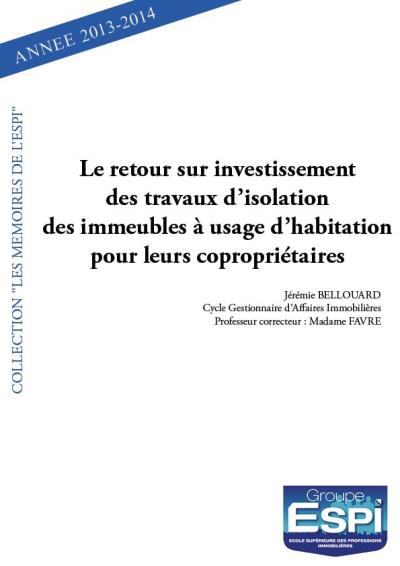 Le retour sur investissement des travaux d’isolation des immeubles à usage d'habitatio pour leurs copropriétaires