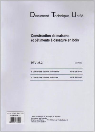 Dtu 31.2 construction de maisons et batiments a ossature en bois ...