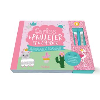 Cartes à pailleter et colorier : Animaux Kawaii