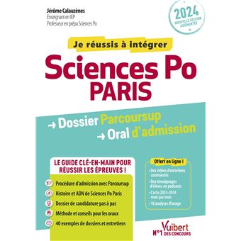 Sciences Po Paris - Dossier Parcoursup et oral - Admission 2024
