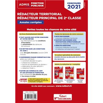 Concours Rédacteur territorial et Rédacteur principal 2e classe - Catégorie B - Annales corrigées
