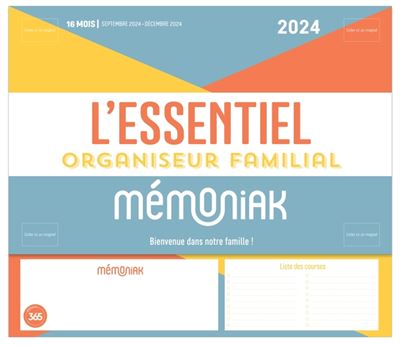 Mini-organiseur familial Mémoniak, calendrier familial mensuel (sept. 2023-  déc. 2024)