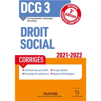 DCG 3 Droit social - Corrigés - 2021-2022