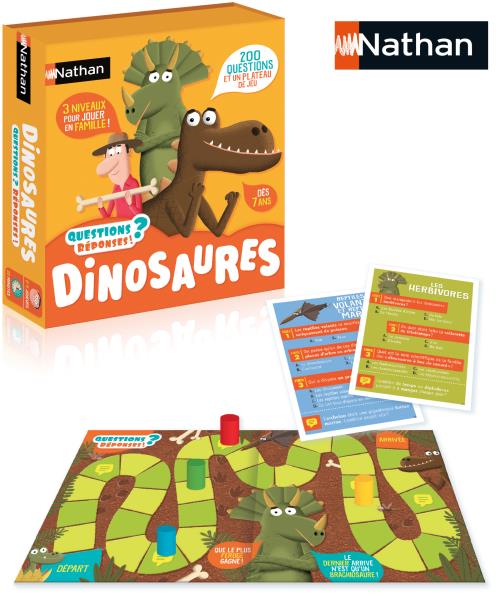 Jeu éducatif Questions Réponses Dinosaures Nathan - Jeu découverte. Achat et vente de jouets, jeux de société, produits de puériculture. Découvrez les Univers Playmobil, Légo, FisherPrice, Vtech ainsi que les grandes marques de puériculture : Chicco, Bébé