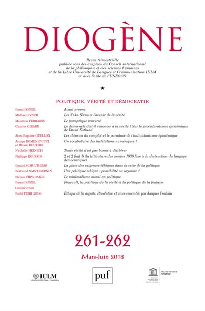Diogene 2018, n.261-262 -  Collectif - broché