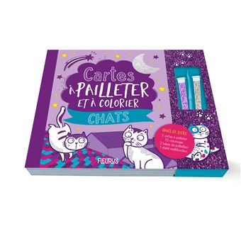 Cartes à pailleter et colorier : Chats