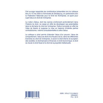 Variations sur l'abus en droit de l'entrepise