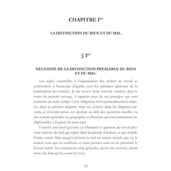 L'organisation du travail, selon la coutume des ateliers et la loi du Décalogue