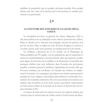L'organisation du travail, selon la coutume des ateliers et la loi du Décalogue