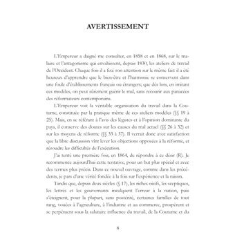 L'organisation du travail, selon la coutume des ateliers et la loi du Décalogue