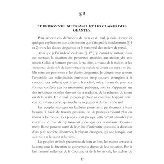 L'organisation du travail, selon la coutume des ateliers et la loi du Décalogue