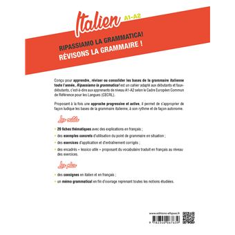 Italien. Ripassiamo la grammatica! Révisons la grammaire ! A1-A2
