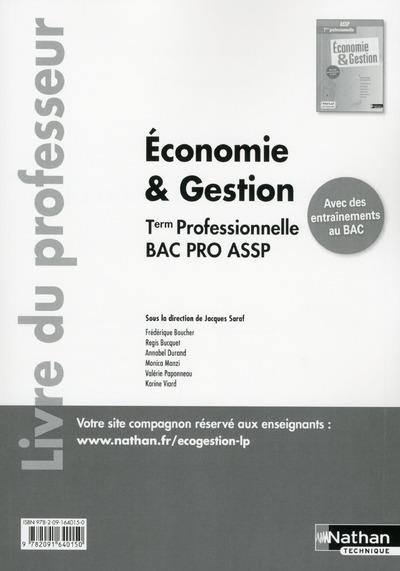 Economie et gestion Term professionnelle Bac pro ASSP - professeur - 2016