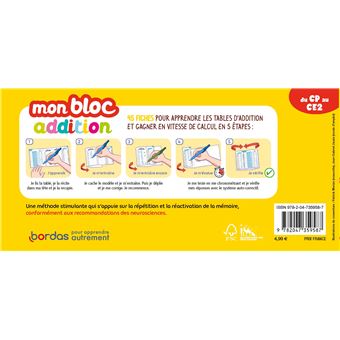 Mon bloc addition - Pour devenir imbatable en tables d'addition