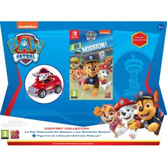 Pack La Pat' Patrouille en Mission ! Nintendo Switch + Figurine et Mini Fire Cart Marshall La Pat' Patrouille Ultimate Rescue Rouge