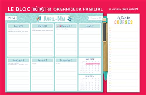 Grand calendrier hebdo de la famille organisée (édition 2024