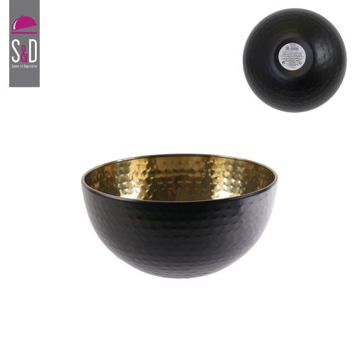Saladier martelé Saveur et Dégustation Noir Mat et Or 19,5 cm