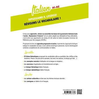 Italien. Ripassiamo il lessico! Révisons le vocabulaire ! A1-A2