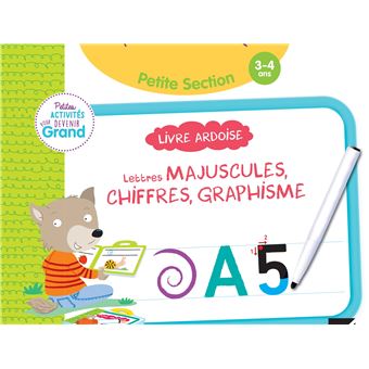 Livre ardoise - Lettres majuscules, chiffres, graphisme PS