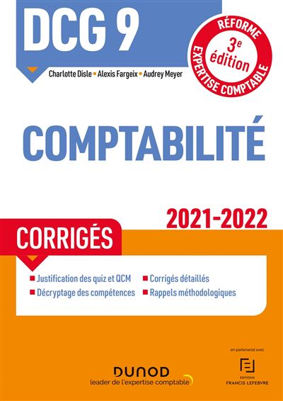 DCG 9 Comptabilité - Corrigés - 2021/2022