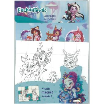 ENCHANTIMALS puzzle magnet coloriage & stickers