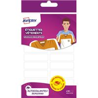 Bloc de 36 étiquettes pour vêtements Avery 45 x 13 cm