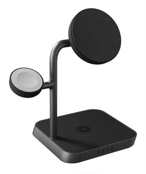 ZENS Office Charger Pro 3 - Socle de chargement sans fil/support de chargement + adaptateur secteur - 25 Watt - Apple Fast Charge - Certifié MFI - noir