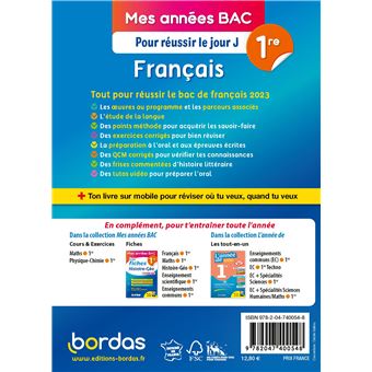 Mes Années Bac Pour réussir le jour J Français 1re BAC 2023