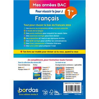 Mes Années Bac Pour réussir le jour J Français 1re BAC 2023