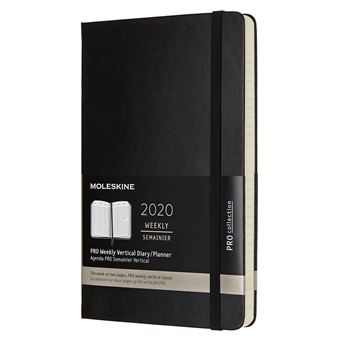 Agenda 2020 Pro Semainier Vertical Grand Format Noir Rigide