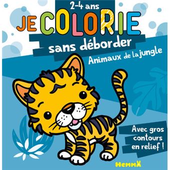 Je colorie sans déborder (2-4 ans) - Animaux de la jungle T38 - Avec gros contours en relief !