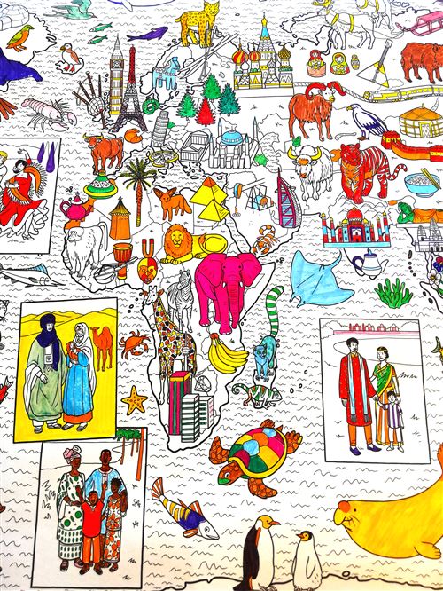 Les posters à colorier - La carte du monde
