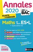 Annales BAC 2020 Maths Term ES-L - Spécialité ES - Sujets & corrigés