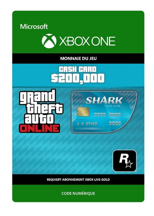 Code de téléchargement Grand Theft Auto V Paquets de dollars Tiger Shark Xbox One